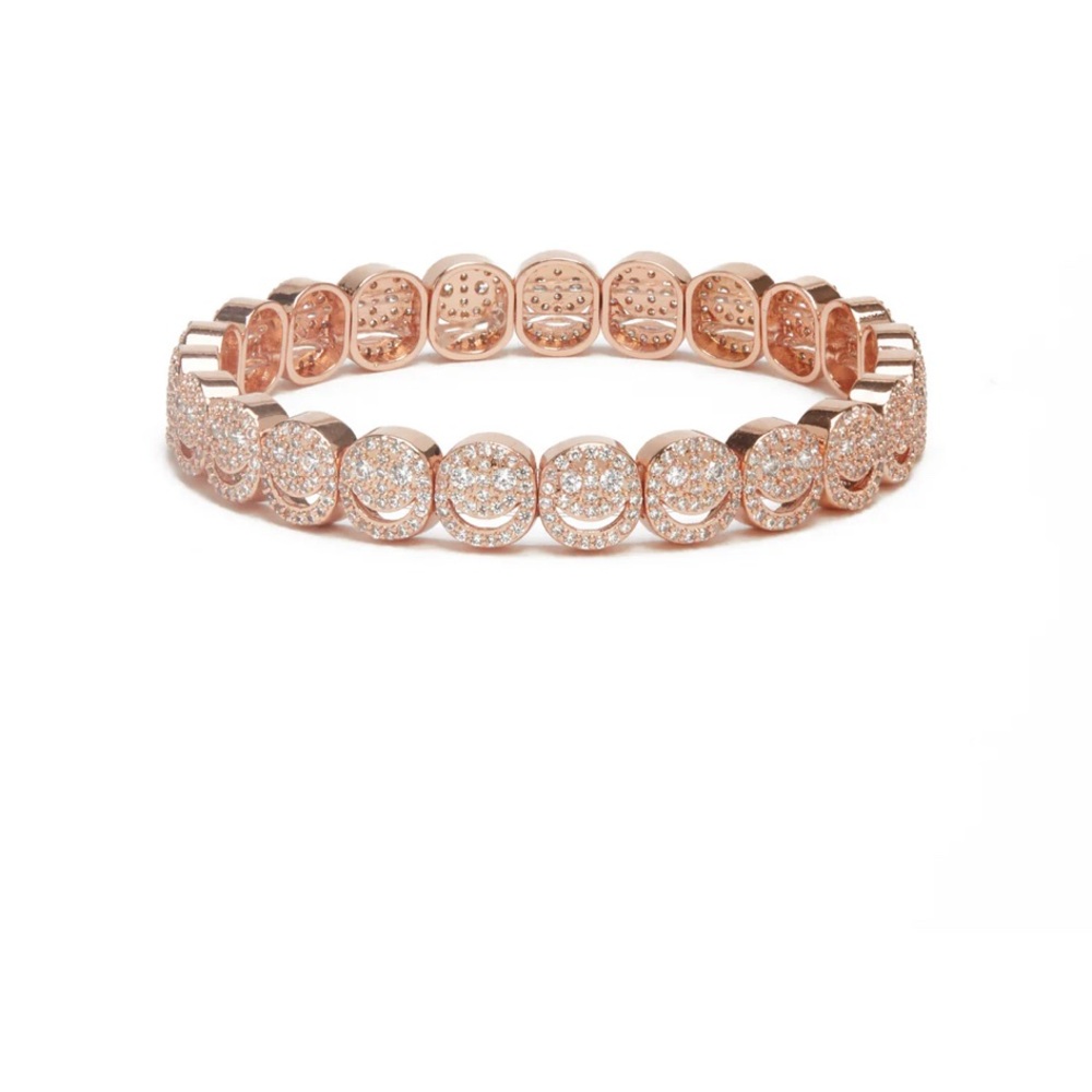 New Lisa Gozlan Rose Gold Happy Face Bracelet